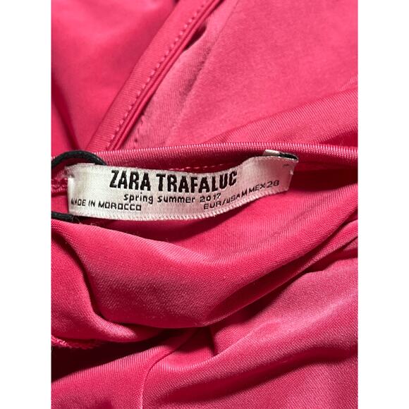 ZARA Pink Draped Long Sleeve Crew Neck Fitted Bodycon One Piece Bodysuit Top M - Picture 3 of 4